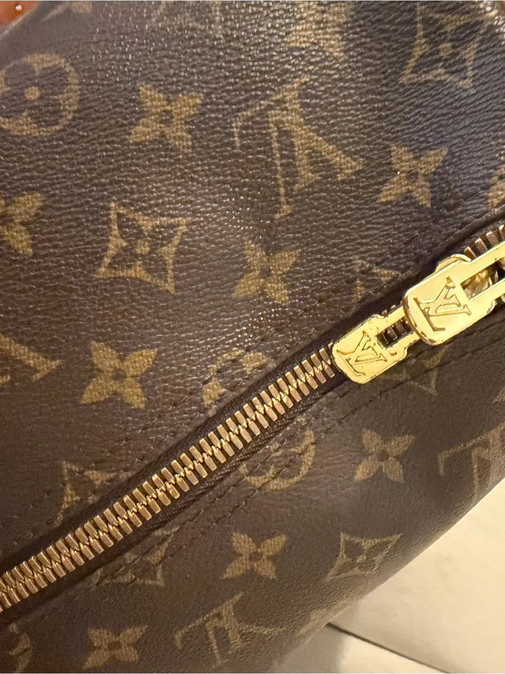 Louis Vuitton Brown Monogram Canvas Duffel with Tan Leather Handles
